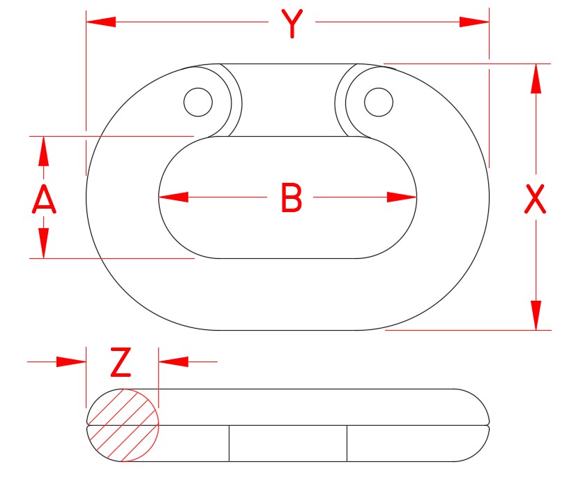 Stainless Steel Cast Connecting Link, S0460-0005, S0460-0006, S0460-0008, S0460-0010, S0460-0013, S0460-0016, Line Drawing Stainless Steel Cast Connecting Link, S0460-0005, S0460-0006, S0460-0008, S0460-0010, S0460-0013, S0460-0016, Line Drawing